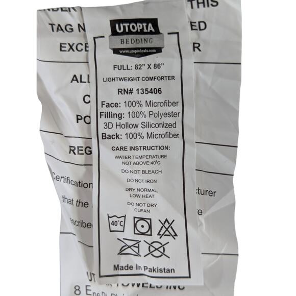 UTOPIA! PURE WHITE, BOXED EDGE, QUILTED DOWN ALTERNATIVE COMFORTER! SZ FULL - Picture 5 of 14